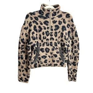 Skims Cozy Half Zip Pullover Leopard Size S/M Animal Fluffy Fuzzy 2000s Y2K
